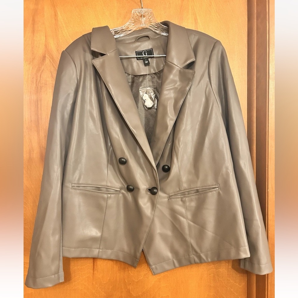 G by Giuliana Rust Faux Leather Jacket Blazer Size 1X NEW